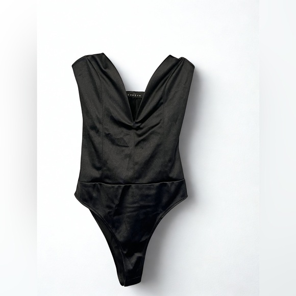Ash⚡lyn Tops - Ashlyn Black Satin Strapless Plunge Bodysuit Size S Date Night Evening